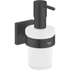 Image de GROHE Start Distributeur de Savon avec Support pour Salle de Bain, 160ml, Fixations Cachées, A Coller avec GROHE QuickGlue ou à Visser, Noir Mat, 410982430