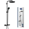 Image de GROHE Vitalio Start System 250, Colonne de Douche avec Mitigeur Thermostatique, Douche de Tête Ronde 25cm 1 jet, Douchette Ronde 11cm 2 jets, Flexible 1.75m, Economie d'Eau, Noir Mat, 266772431