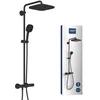 Image de GROHE Vitalio Comfort 250 Colonne de Douche avec Mitigeur Thermostatique, Douche de Tête Carrée 25cm 1 Jet, Douchette Carrée 11cm 2 jets, Flexible 1,75m, Economie d'Eau, Noir Mat, 266972431