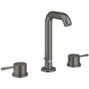 Image de GROHE Essence 20296AL1 Mitigeur lavabo 3 trous avec bonde pop-up (montage sur bec, taille M 193 mm, levier en métal à double poignée, disque céramique, aérateur économiseur d'eau 5,7 l/min), graphite