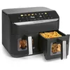 Image de GOURMETmaxx AirGenius Air Fryer, 9 L - 2 x 4,5 L | Friteuse avec 8 programmes | Friteuse 2 cuves - 2 aliments en même temps, pour max. 8 personnes | Écran tactile multi-couleurs