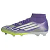 Image de Adidas Mixte F50 League Mid Firm Ground/Multi Ground Football Boots, Purple Rush/Cloud White/Lucid Lemon, 46 2/3 EU