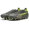 Image de Puma Ultra 5 Match MG, Chaussure de Football Unisexe, Matte Aged Silver-Yellow Alert-Puma Aged Silver,