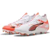 Image de Puma Ultra 5 Match+ FG/AG, Chaussure de Football Unisexe, Puma White-Puma Black-Glowing Red,