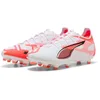 Image de PUMA Ultra 5 Pro FG/AG, Chaussure de Football Unisexe, PUMA White-PUMA Black-Glowing Red,