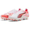 Image de PUMA Ultra 5 Pro FG/AG, Chaussure de Football Unisexe, PUMA White-PUMA Black-Glowing Red,