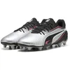 Image de Puma King Match FG/AG JR, Chaussure de Football Unisexe, Puma Silver-Puma Black-Sun Struck-Puma White,