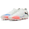 Image de PUMA Future 8 Pro MG Chaussures de Football Unisexes, Puma PUMA Blanche, Noire, Rouge éclatante, 44.5 EU