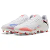 Image de Puma Chaussures de Football Unisexes Future 8 Play FG/AG, Puma Blanc Puma Noir Rouge Vif, 44.5 EU