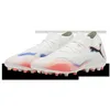 Image de PUMA Chaussures de Football Unisexes Future 8 Match MG, Puma Blanc PUMA Noir Rouge Vif, 45 EU