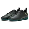 Image de Puma Chaussures de Football Unisexes pour Enfant Future 8 Play It Jr, Puma Noir pétillant Vert Clair Terrain, 4.5 UK