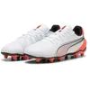 Image de PUMA King Match FG/AG JR Soccer Shoe, White-Glowing Red Black Silver, 41.5 EU