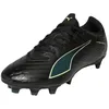 Image de PUMA Chaussures de Football Unisexes Ultra 6 Play FG/AG, Puma Noir pétillant Vert Clair Terrain, 40.5 EU