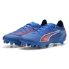 Image de PUMA Chaussures de Football Ultra 6 Pro FG/AG Unisexes, PUMA Ultra Bleue, Blanche et Rouge, 46.5 EU