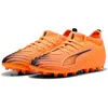 Image de PUMA Chaussures de Football Ultra 6 Match MG Jr Unisexes pour Enfant, Heat Fire PUMA Noir/Rouge Brillant, 5 UK