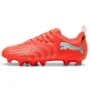 Image de PUMA Future 9 Play FG/AG Jr Chaussures de Football Unisexes pour Enfant Rouge/Blanc/Noir/argenté Pointure 35,5, Rouge Brillant Puma Blanc Puma Noir Puma Argent, 35.5 EU