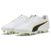 Image de PUMA King 20 Play FG/AG Chaussures de Football Unisexes Blanc/Rouge et Jaune Alert, 42 EU, Puma Alerte Blanche, Rouge, Jaune, 43 EU