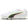 Image de PUMA King 20 Match FG/AG JR Chaussures de Football, Blanc/Rouge et Jaune Alerte, Pointure 45, Puma Alerte Blanche, Rouge, Jaune, 33 EU