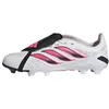 Image de adidas Mixte Enfant Predator League Fold- Over Tongue Firm Ground Football Boots Kids Shoes, FTWR White/Solar Turbo/Core Black, 35 EU