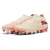 Image de Puma Future 9 Match FG/AG Chaussures de Football Unisexes Blanc Amande Sugared Ultra Rouge Noir Pointure 41