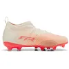 Image de Puma Future 9 Match FG/AG JR Chaussures de Football, Sugered Amande White-Ultra Red Black, 35 EU