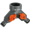 Image de Gardena Vanne à 2 voies: Distributeur d'eau pour robinet de 33,3 mm (G 1 Pouce) - Fil, pour une connexion simultanée de deux périphériques, les deux sorties réglables (940-20)