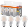 Image de Osram LED BASE A60, pack avantage de 4 lampes, remplace les ampoules 60W classiques, 6.5W, blanc chaud (2700K), verre mat, non dimmable, forme de poire, E27