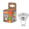 Image de Osram à réflecteur LED de classe énergétique PAR16 de 1,3 W, 240 lm, blanc chaud (2700 K) en verre transparent sans plomb avec culot GU10 de classe d'efficacité énergétique A, diamètre 50 mm, IP20.