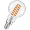 Image de Osram Energy Class en forme de mini bouclassique, 3,8 W / 806 lm, EEK A, lumière blanc chaud (2700 K), CRI 80, en verre transparent sans plomb, culot E14, IP20, diamètre 45 mm.
