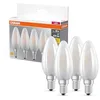Image de Osram LED BASE B40, pack avantage de 4 lampes, remplace les ampoules 40W classiques, 4W, blanc chaud (2700K), verre mat, non dimmable, forme de bougie, E14