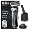 Image de Braun Rasoir Electrique Homme Series 7 70-S7200cc Argent, A Grille, Sans Fil, Étanche, Rechargeable, Coffret De Rasage Avec Station De Nettoyage, Tondeuse Même Pour Les Barbes Dures