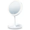 Image de Beurer BS 45 Miroir cosmétique éclairé avec lumière LED, bouton à capteur tactile, miroir supplémentaire magnétique avec un grossissement de 5x, fonction de gradation