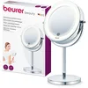 Image de Beurer BS 55 Miroir cosmétique éclairé et chromé de haute qualité, lumière LED claire avec variateur, grossissement normal et 7x