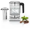 Image de WMF KITCHENminis Bouilloire théière électrique en verre, 1 L, 1900 W, 5 niveaux de température, Maintien au chaud, Sans Fil, Qualité Schott Duran, Filtre thé intégré, Design Inox & Compact 0413180012