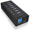 Image de ICY BOX 70418 Hub USB 7 ports USB-A USB 3.0 5 GBit/s boîtier en aluminium noir IB-AC618, 7 Port USB 3.2 Gen 1 Hub mit 1x Tablettladeport, mit 12V 3A Netzteil
