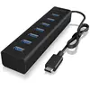 Image de ICY BOX 60257 Hub USB 7 ports USB-A USB 3.0 5 GBit/s avec fiche mâle USB-C noir