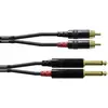 Image de Câble adaptateur audio [2x Jack mâle 6.35 mm - 2x Cinch-RCA mâle] Cordial CFU1,5PC noir 1.50 m