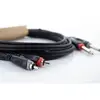 Image de Câble de raccordement Cordial 14842 Jack / Cinch-RCA audio [2x Jack mâle 6,3 mm (mono) - 2x Cinch-RCA mâle] 6 m noir gaine en PVC, câble jumelé