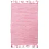 Image de THEKO | Dhurry Tapis en 100% Coton à Tissage Plat Happy Cotton | tissé à la Main | Couleur : Rose | 60 x 120 cm