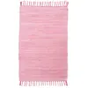 Image de THEKO | Dhurry Tapis en 100% Coton à Tissage Plat Happy Cotton | tissé à la Main | Couleur : Rose | 70 x 140 cm