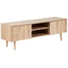 Image de Meuble TV au Style Moderne Marron Clair avec 2 Portes et 2 Rangements Ouverts avec Motifs Abstraits Beliani