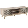 Image de Meuble TV Buffet Design Effet Bois Clair avec 2 Compartiments à Portes Spacieux Meuble Tendance pour Intérieur Rétro Beliani
