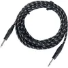 Image de Pronomic Stage INST-6T Câble Instrument 6m (Jack 6,3 mm, gaine textile, câble guitare, embouts plaqués or, décharge de traction à pince, noir/blanc)