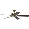 Image de Ventilateur de plafond sans éclairage Potkuri Laiton Antique, lames réversibles Noyer ou Noyer avec rotin, 132 cm
