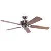 Image de Pepeo Ventilateur de plafond sans éclairage Potkuri, argent patiné, pâles réversibles chêne / osier, 132 cm
