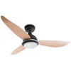 Image de Pepeo Ventilateur de Plafond Économique Bayu 122 cm avec Éclairage LED Dimmable et Télécommande, Pales en Aspect Bois et Boîtier Noir, Silencieux et Puissant - Confort et Style pour Votre Maison