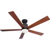 Image de Ventilateur de plafond Pepeo avec plafonnier - silencieux & performant - Ventilateur de plafond Tibu avec télécommande et éclairage LED dimmable Ventilateur Ø132cm pales bois, minuterie, moteur DC