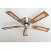 Image de Pepeo Deluxe 105620191 Ventilateur de plafond avec ailettes en nickel brossé et éclairage et interrupteur à tirette inclus Chêne/noyer 105 cm