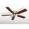 Image de Ceiling Fan Kisa Deluxe Brass Antique without Light - Rosewood / Dark Walnut Including Pull Switch