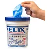 Image de ELIX Lingettes Nettoyantes Main - 90pcs en Seau Stable - Côté Abrasif et Lisse - Taille 31 * 27cm - Lingettes Humides pour le Nettoyage des Mains - Nettoyer les Mains sans Eau ni Savon - Bleu